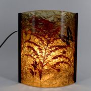 Corner wall light from the potters of Accolay in patinated copper and fractal resin,