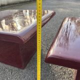 Paire de tables basses vintage en laque bordeaux signées David Lange