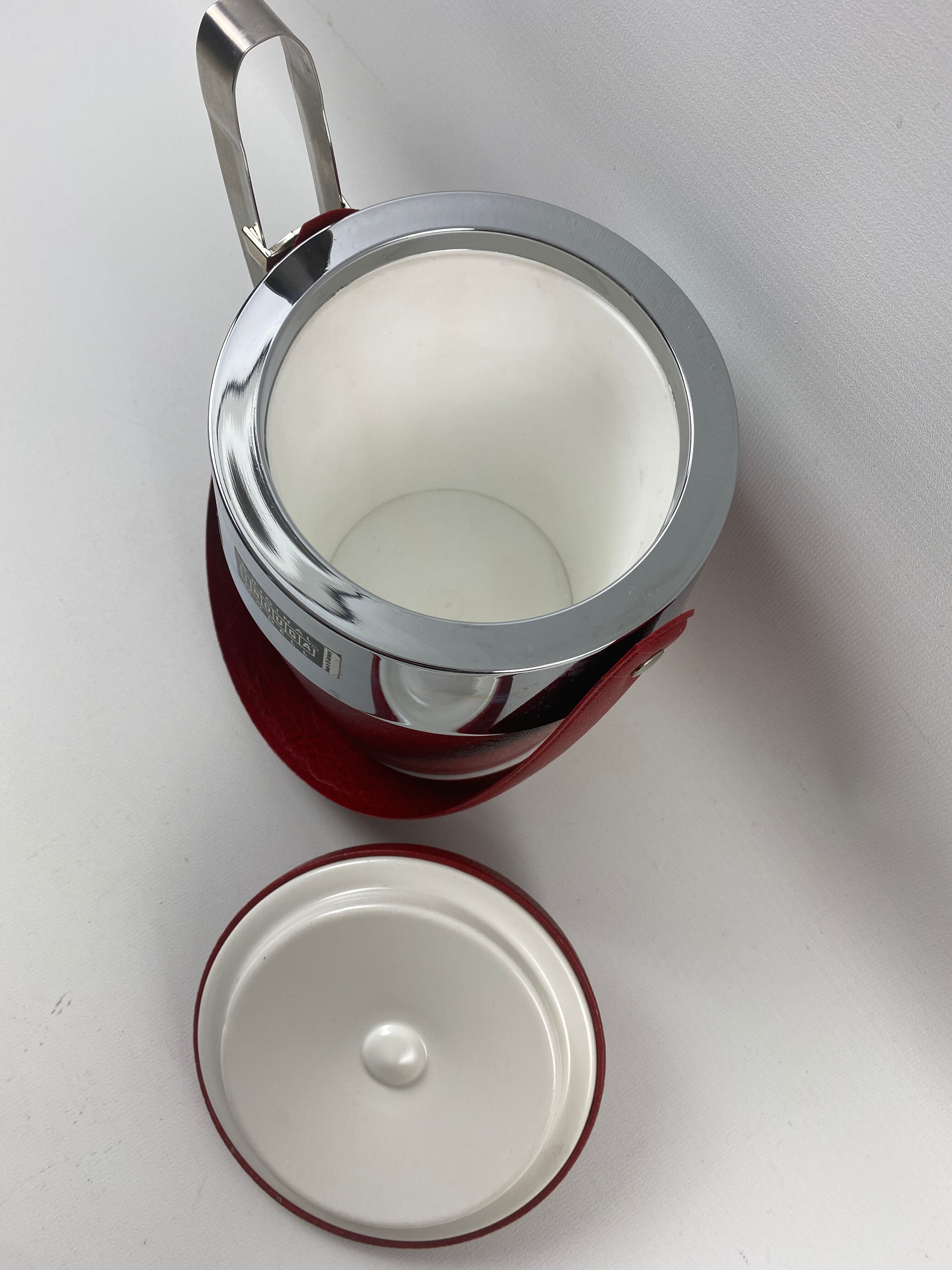 Original Indulga Modell red faux leather vintage ice bucket