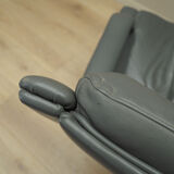 Grey leather swivel armchair, Danish design, 1960s, designer: Geoffrey Harcourt, manufacturer: Artif