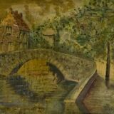 Oil painting popular art Bruges 20th century 1960