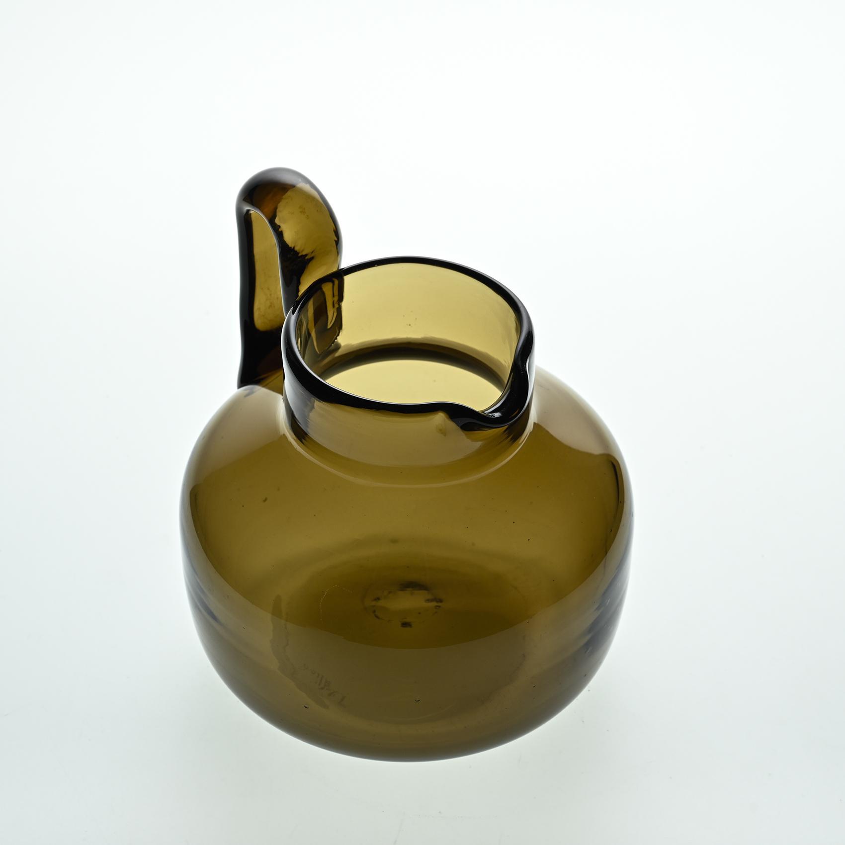 Amber blown glass carafe by Claude Morin, Dieulefit circa 1975