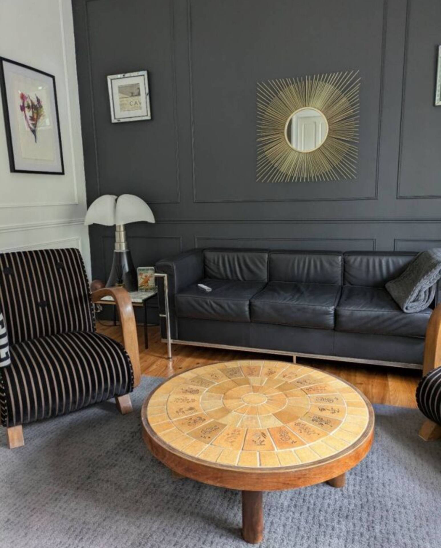 rare table basse ''ronde'' Vallauris par Raymonde Leduc.