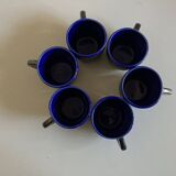 Set of 6 mid-century modern glazed earthenware cups, 1960s