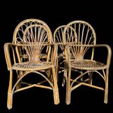 Rattan armchairs from the 70s France, set of 4