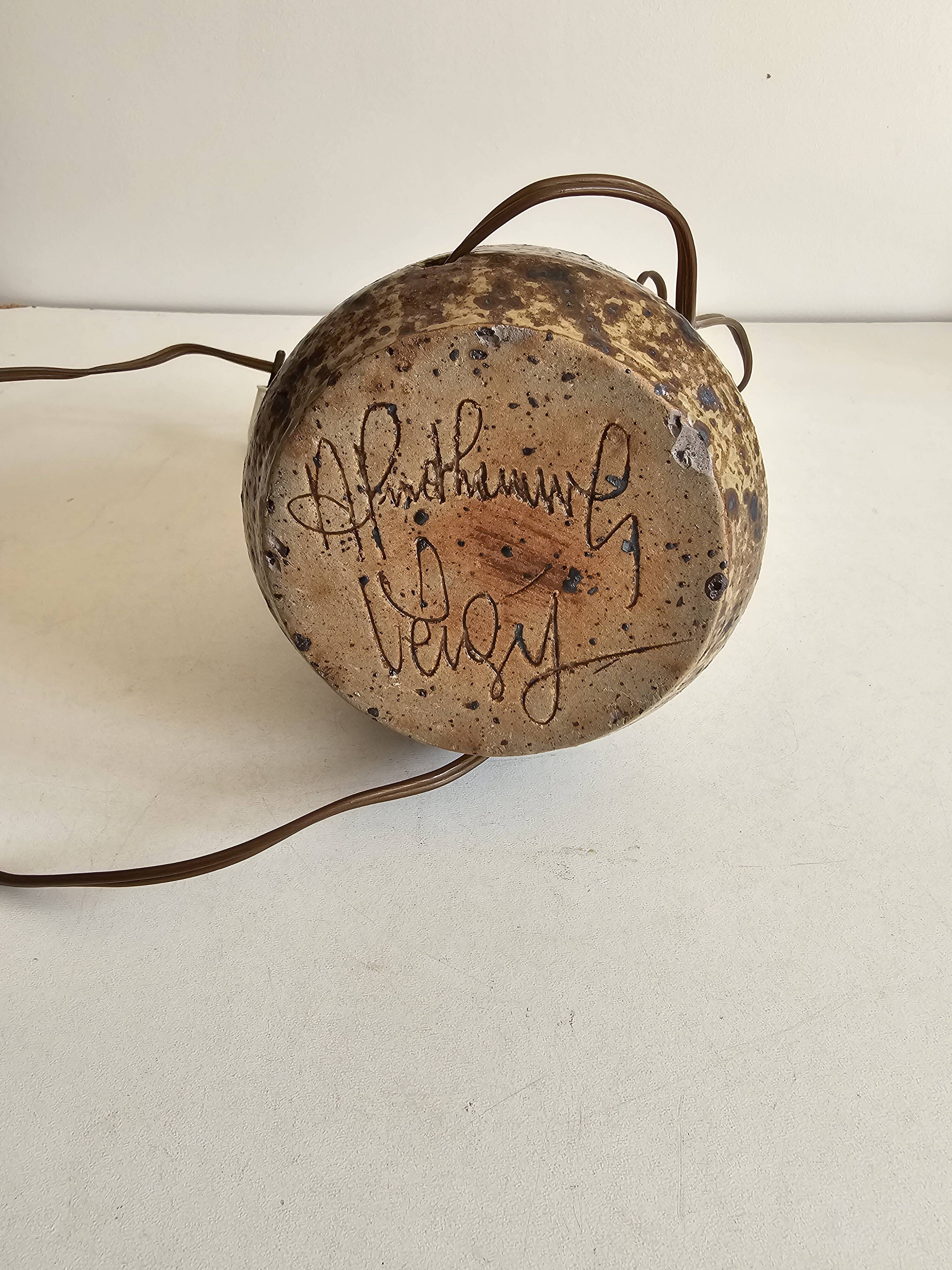 Ceramic lamp base in pyrite stone signed Alain Prudhomme