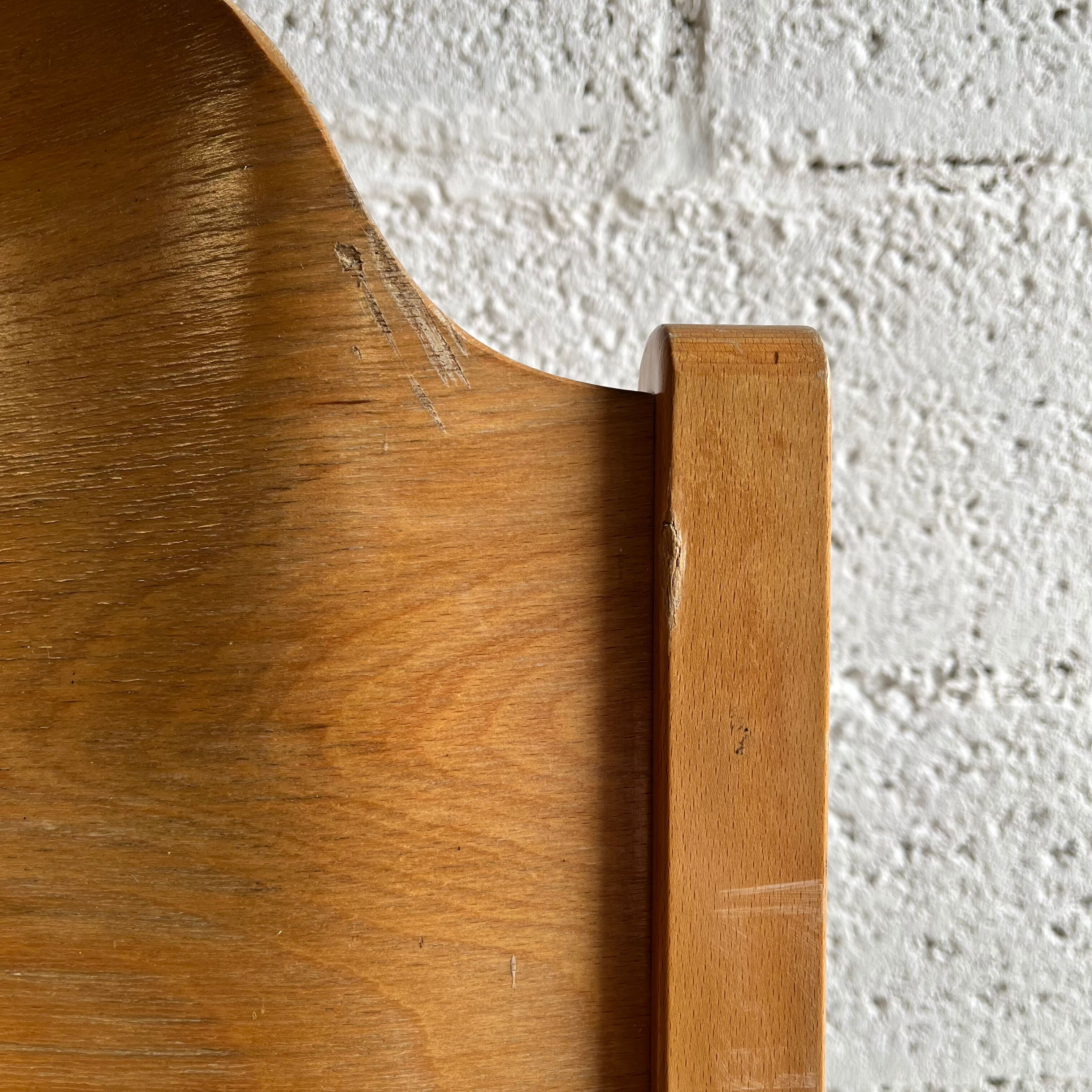 Pair of armchairs blond wood molded 80s