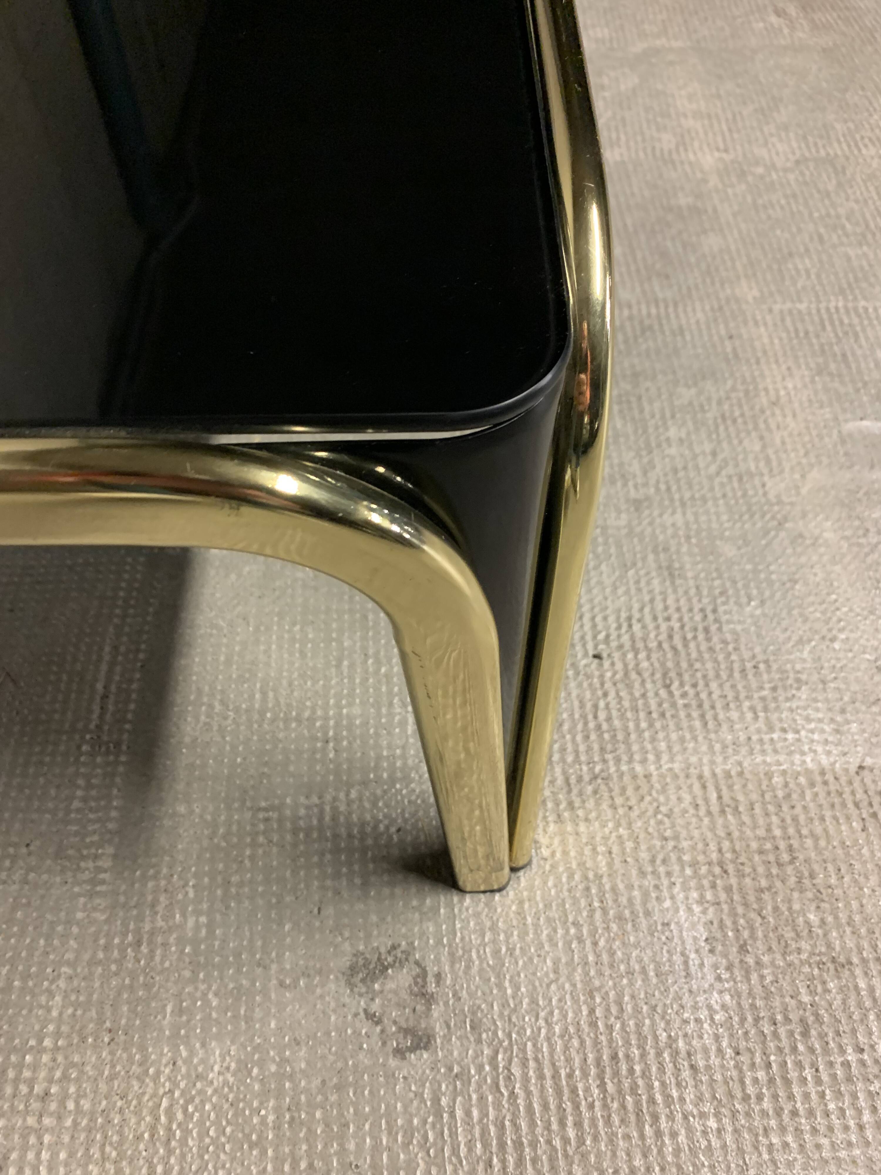 Vintage design coffee table glass and gold metal