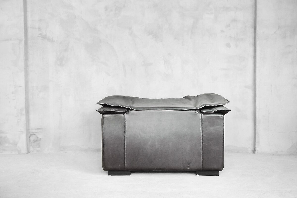 Grey Leather Danish Monza Armchairs by Jens Juul Eilersen for Niels Eilersen, 1970s, Set of 2