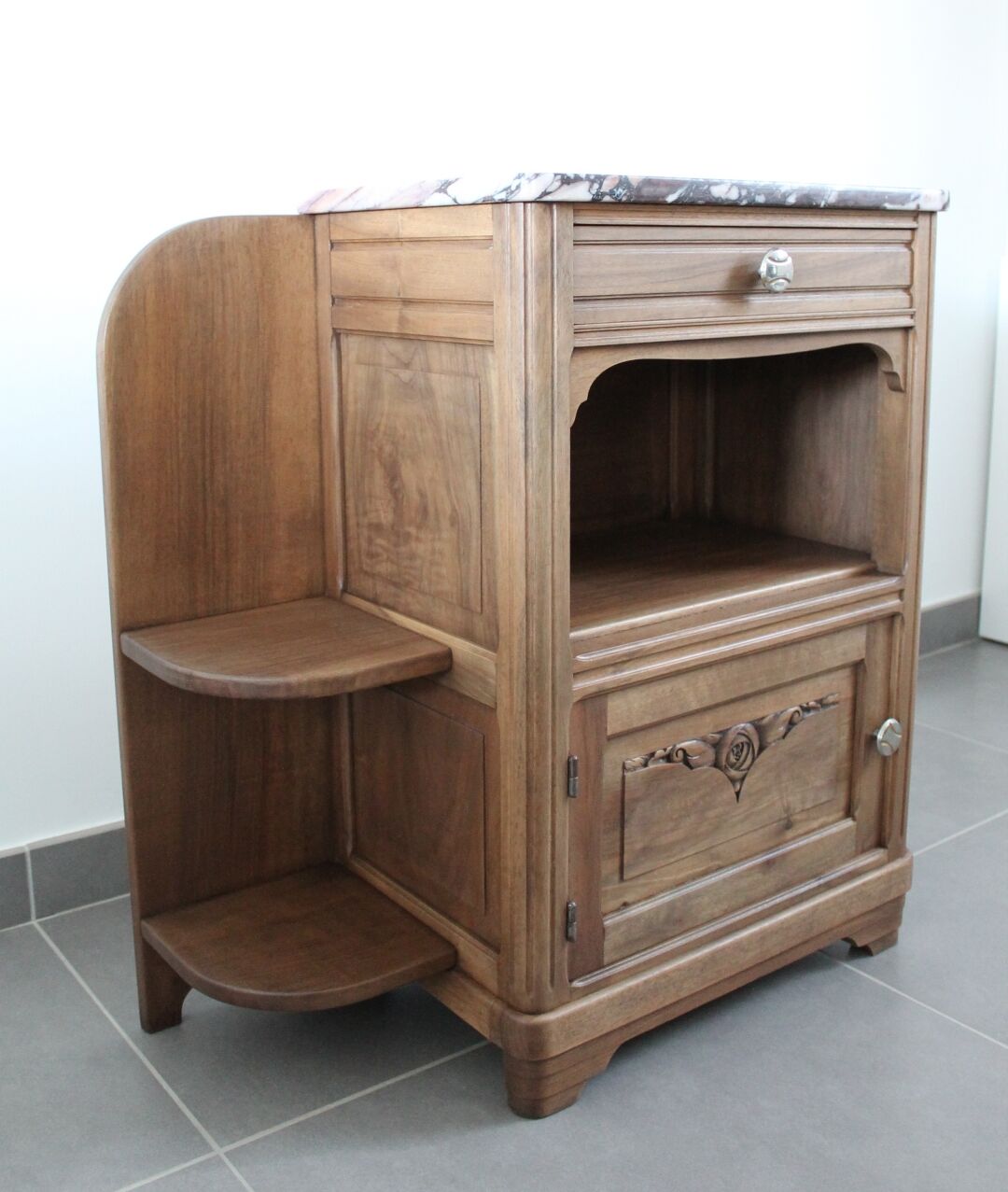 Pink marble bedside table