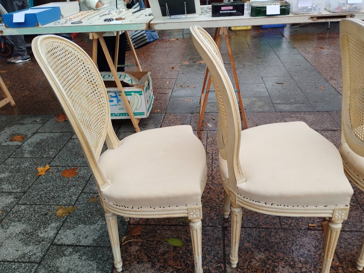 Beautiful set of six antique Louis XVI style chairs