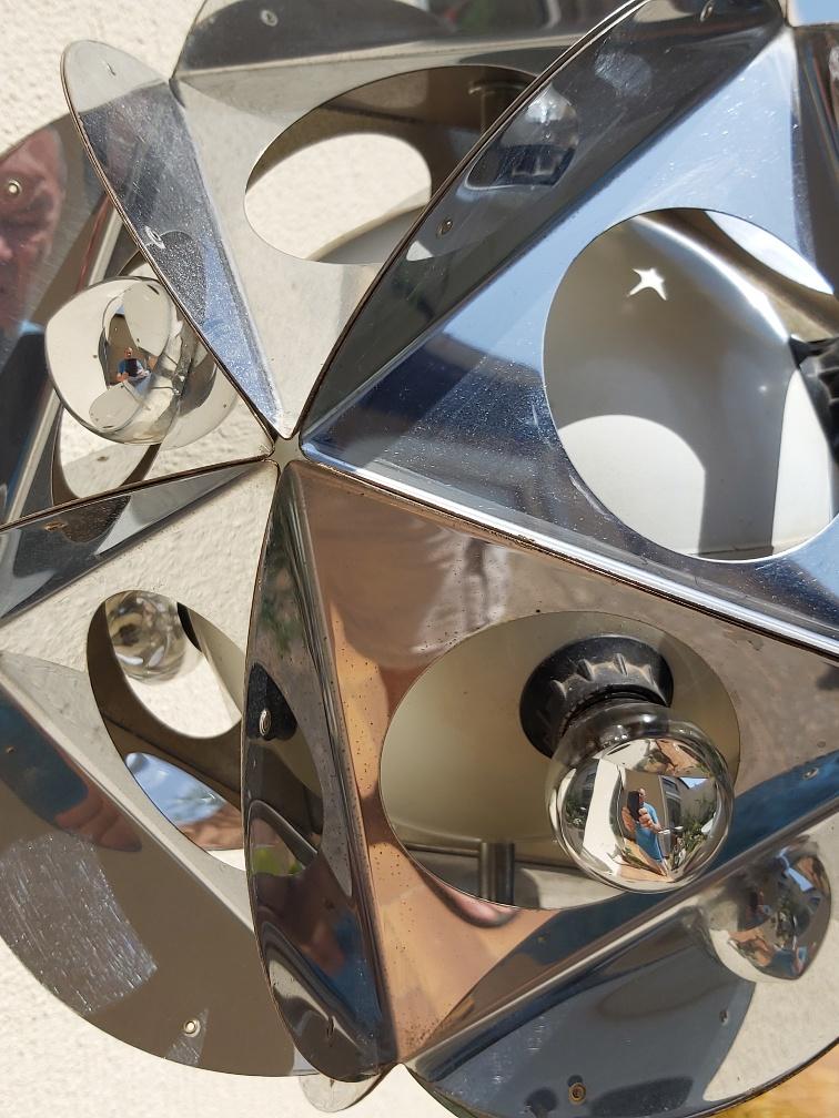 Vintage Sputnik chrome metal lamp 70s