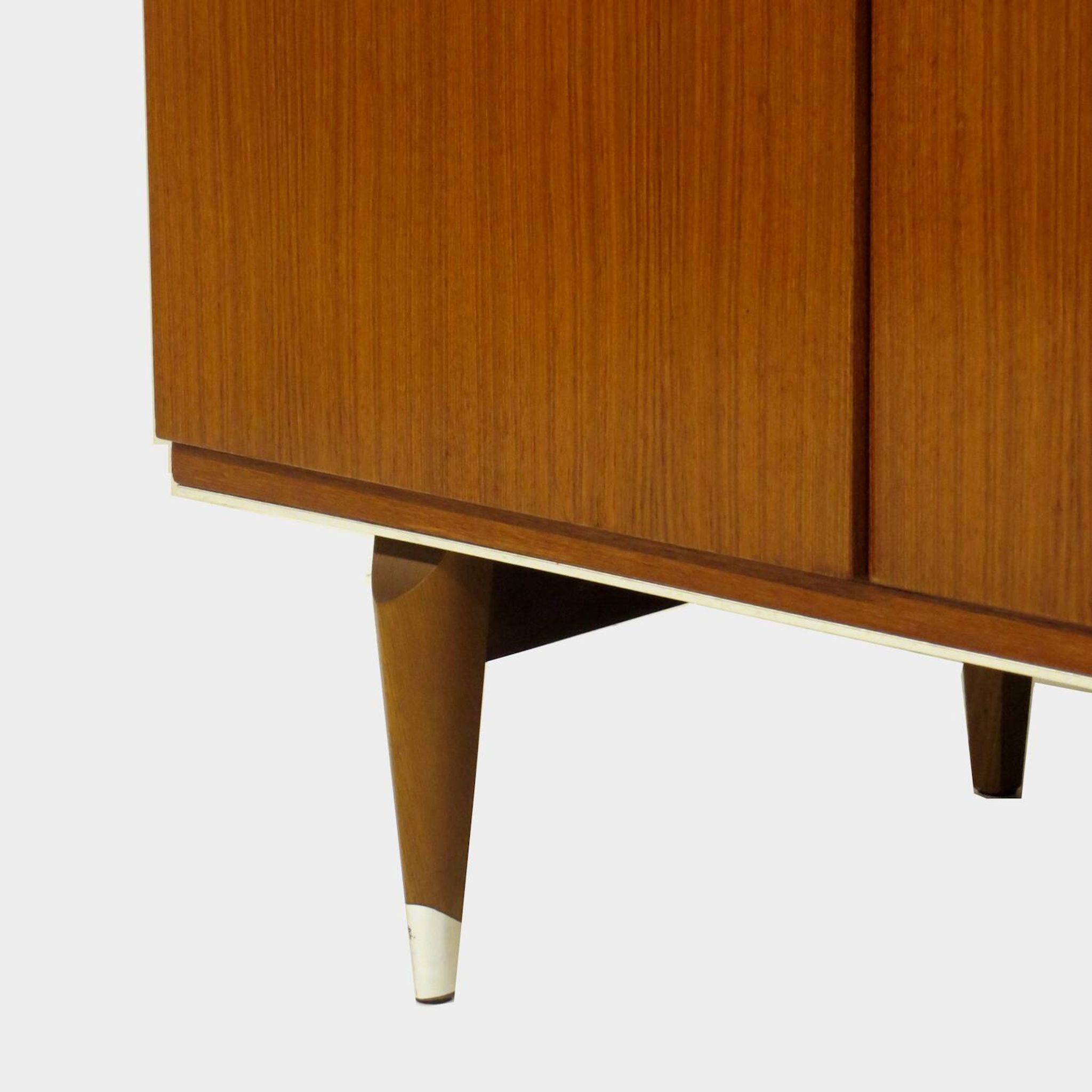 Large vintage mid century 5-door wardrobe with three drawers in teak, 1960s