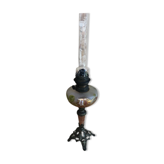 Old lamp oil pedestal metal marble