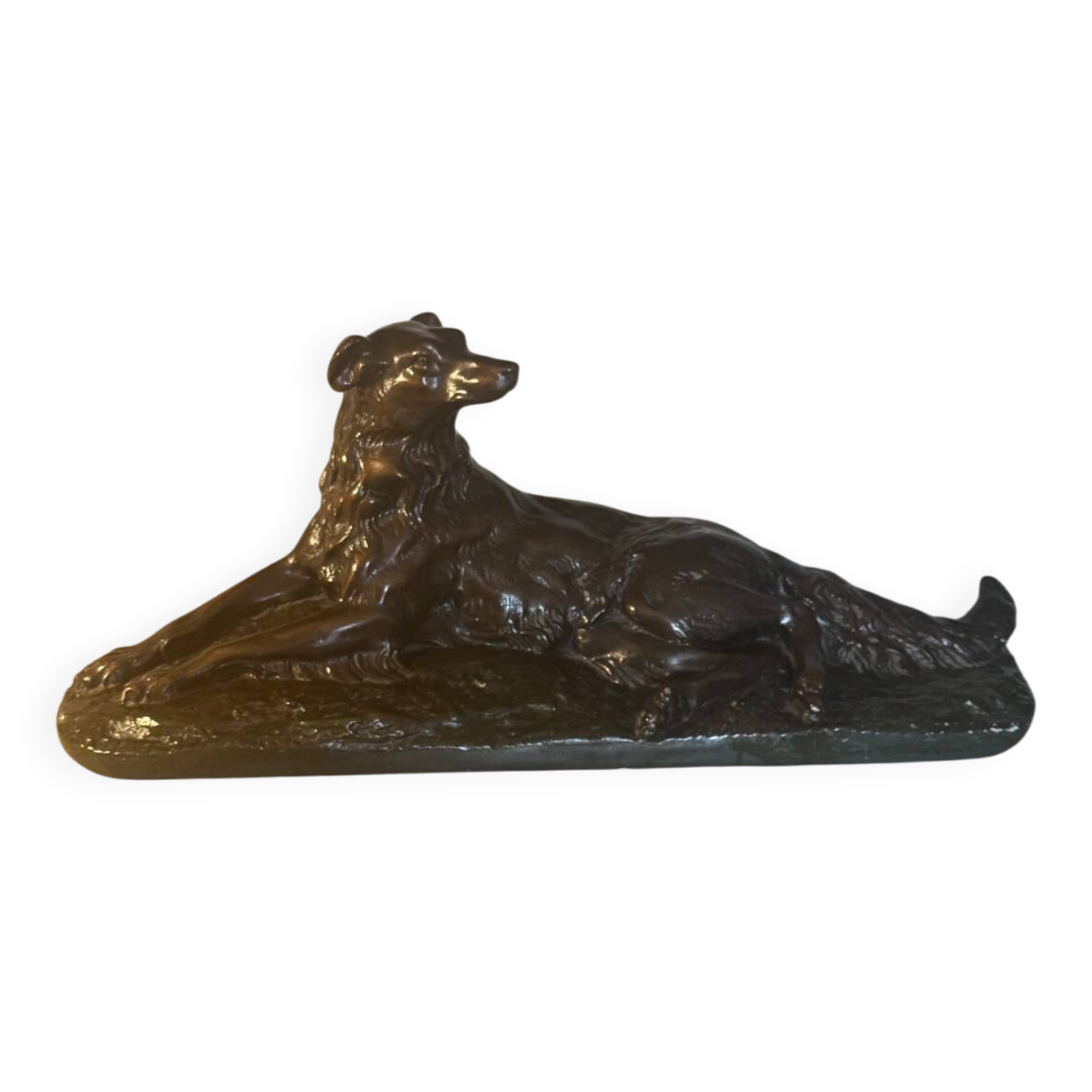 Large ancient sculpture – Reclining Greyhound after P.J. Mêne – edition