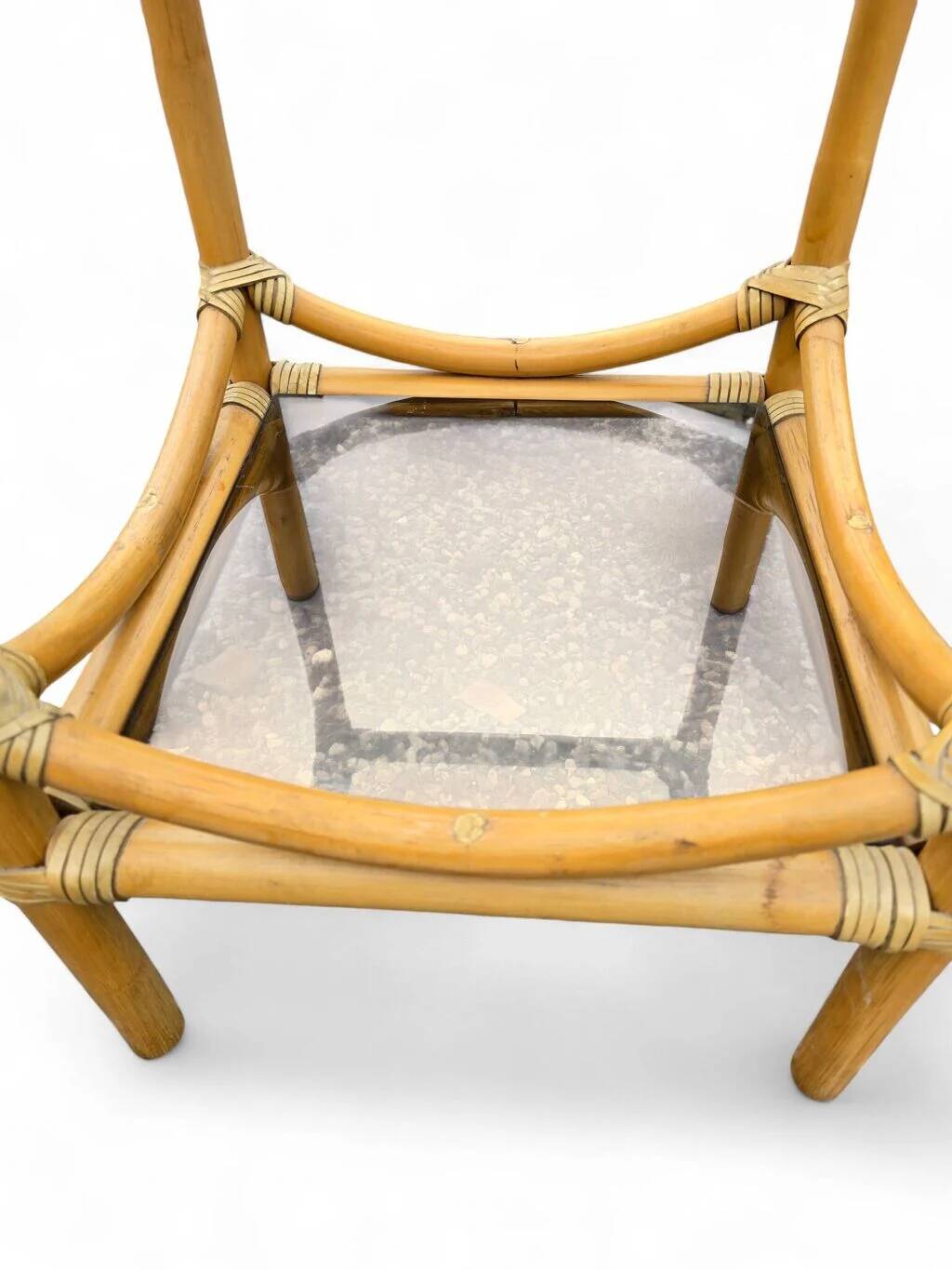 Table d'appoint en bambou et plateaux en verre