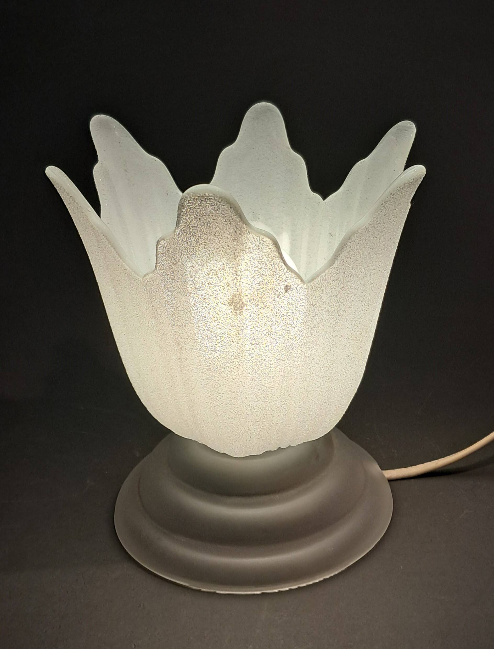 Art Deco style 1960s bedside lamp in molded and granite glass.