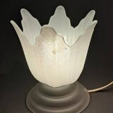 Art Deco style 1960s bedside lamp in molded and granite glass.