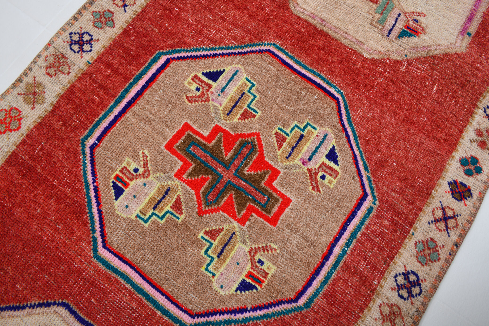 3x7 short vintage oushak runner rug