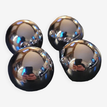 4 chrome-plated brass ball buttons 30mm