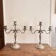 Antique Pair of 3-Light Candelabra Silver-Plated Metal Louis XV Rococo Style