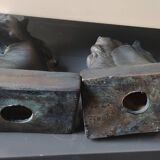 Pair of Horse Bookends with Flaming Manes. Ceramic.