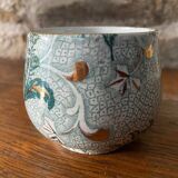 Creil et Montereau cup and saucer green and gold floral pattern