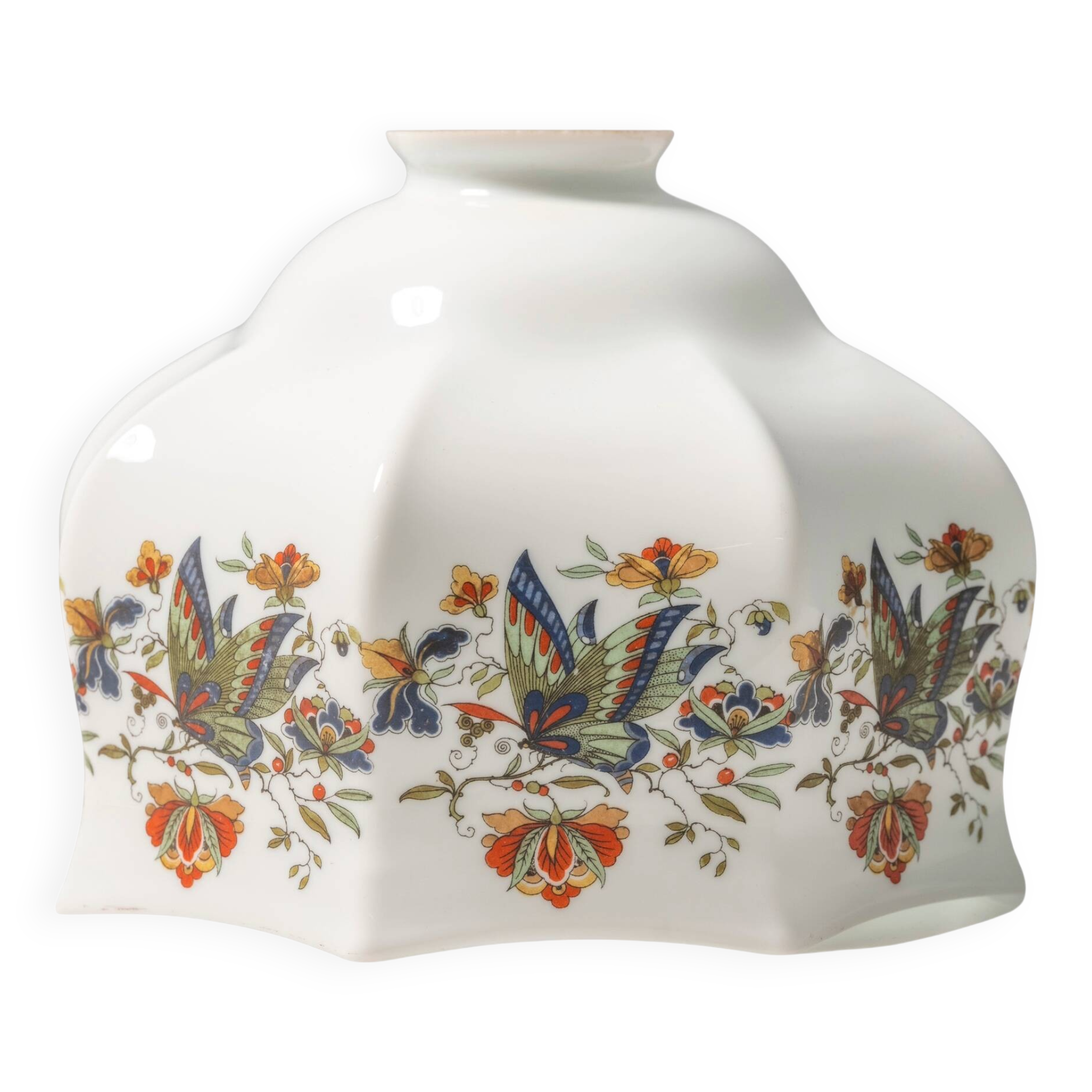 Hanging glass lampshade, vintage (hand-painted)
