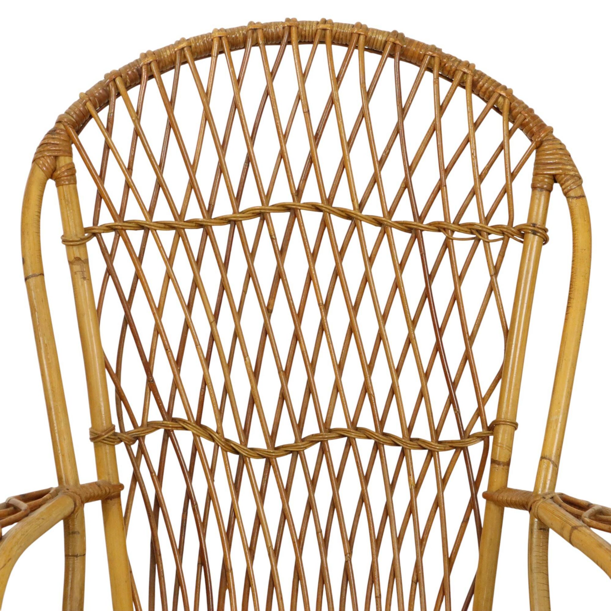 Vintage Set Rattan Chairs Armchairs Table Boho Design Sixties
