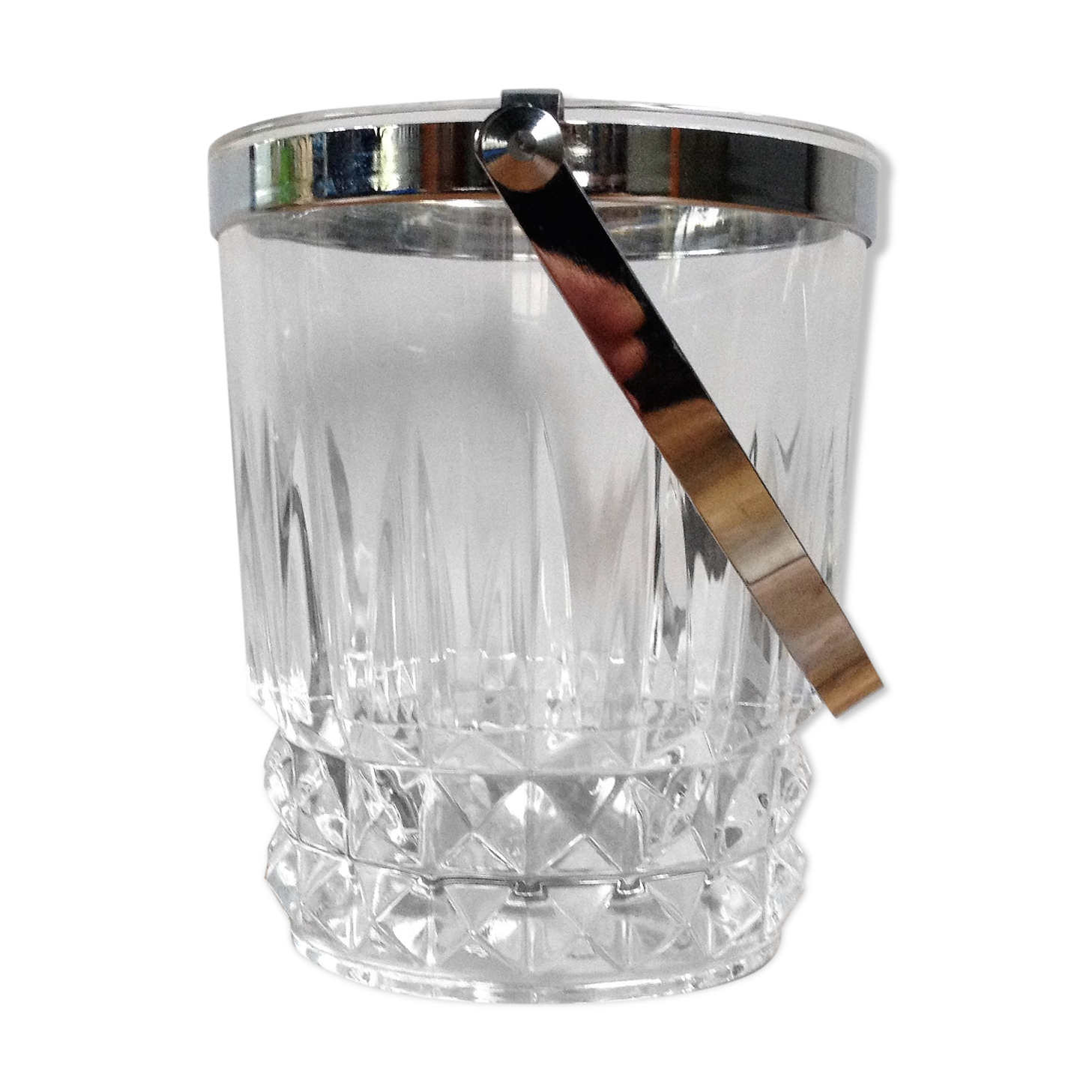 Vintage crystal and chrome ice bucket