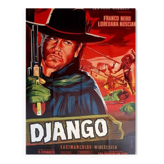 Displays old original movie Django Franco Nero