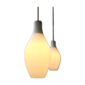 Pair of pendant lights, old opalines