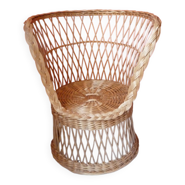Fauteuil en osier des années 70