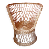 Fauteuil en osier des années 70