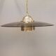 Original Belid T 391 pendant light in gold-coloured metal and smoke-coloured glass