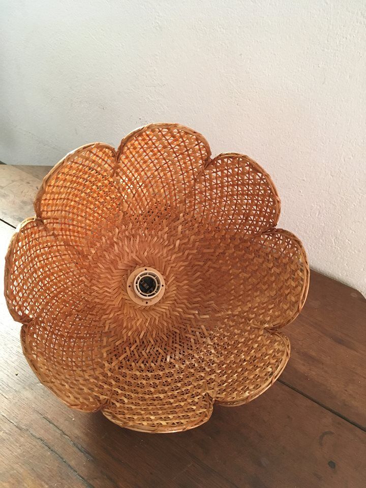 Hanging lamp braided wicker shaped flower