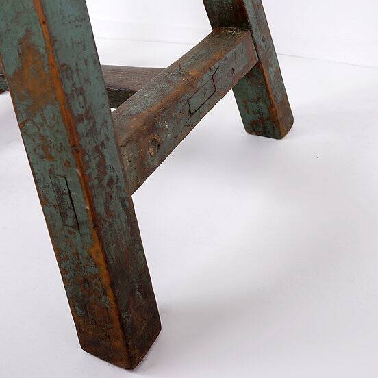 Industrial Console/table bluestone top and green weathered wood