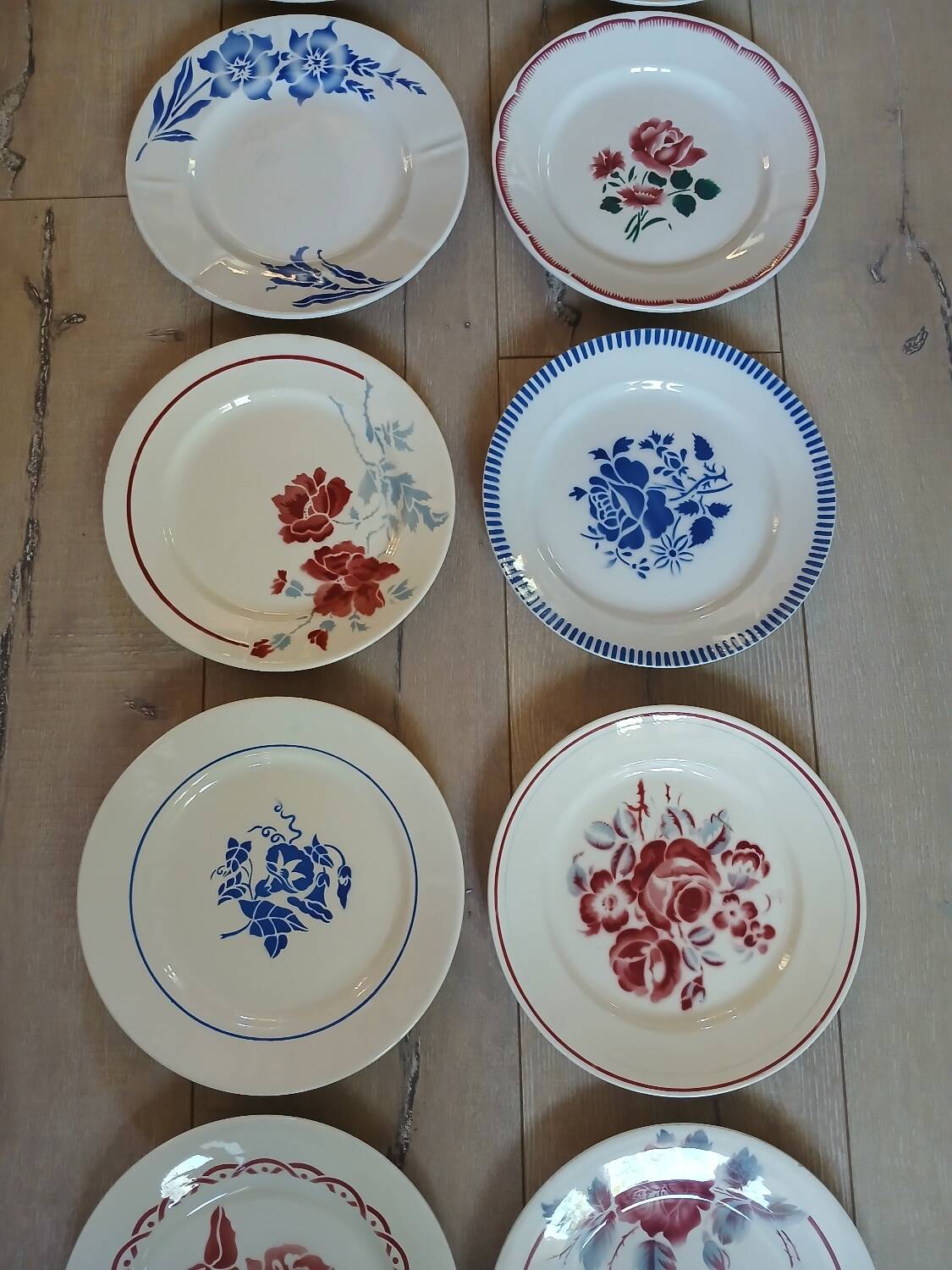 10 assiettes plates anciennes dépareillées