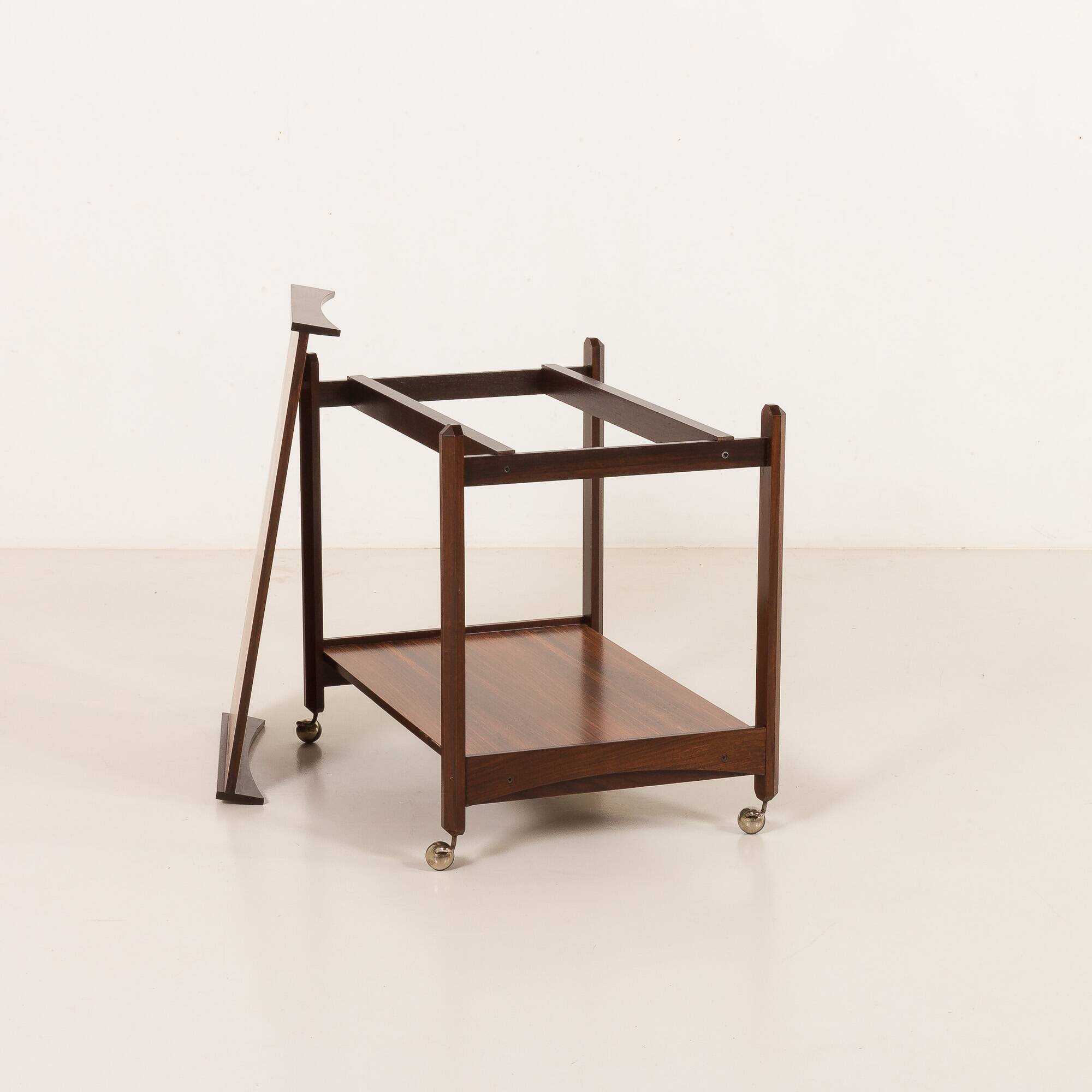 Italian mid century bar trolley, serving cart in rosewood, 1960s