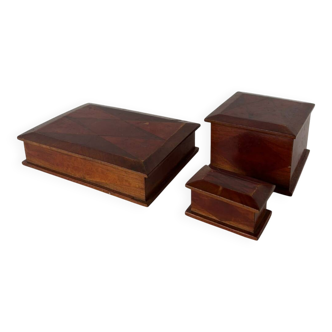 Lot de 3 boîtes en marqueterie