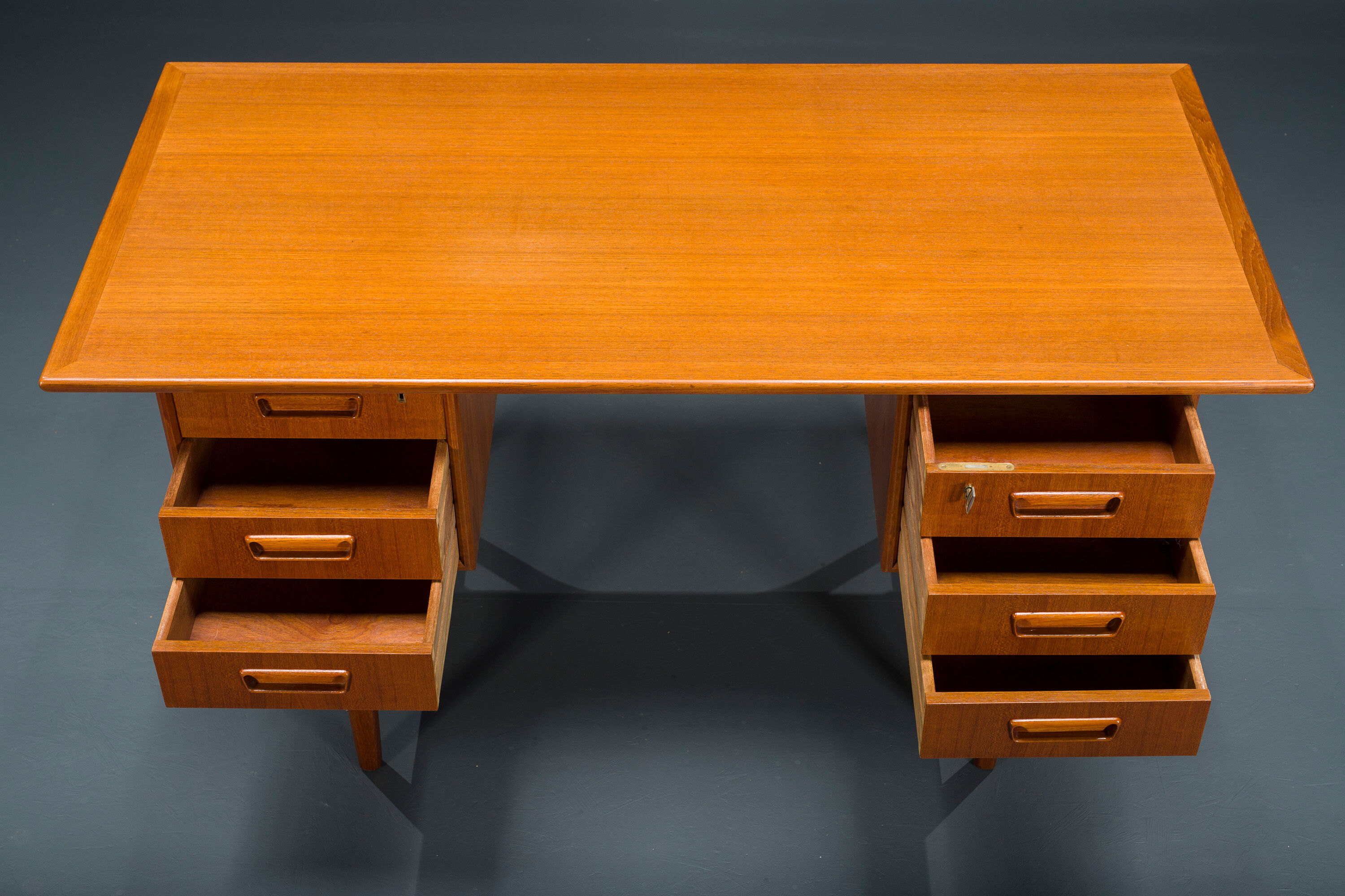 Danish teak desk by Gunnar Nielsen for Tibergaard 1960s