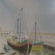 Lithograph sailboats in port 57 x 79 cm