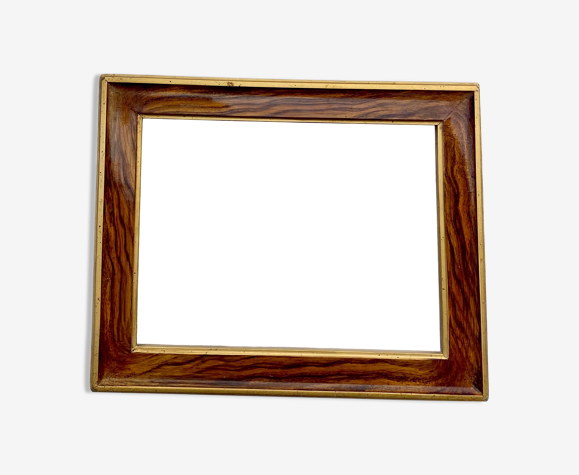 Cadre bois doré et trompe l’œil marbre , vitré