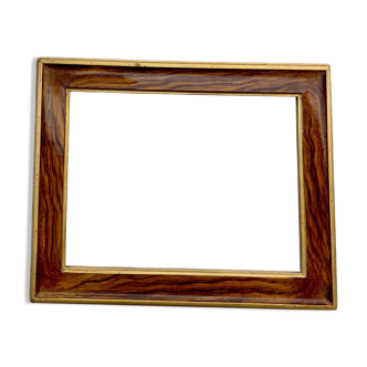 Frame gilded wood and trompe l'oeil marble, glazed