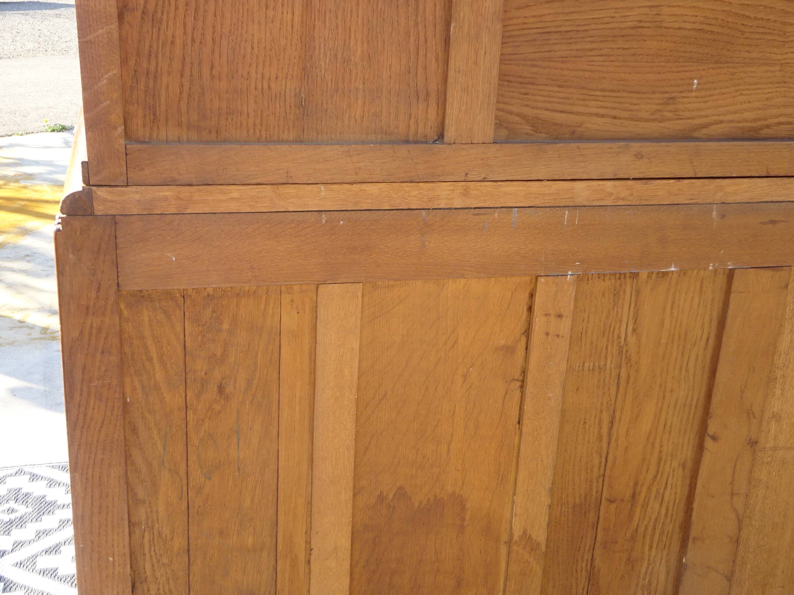Vintage oak sideboard with sentry boxes and mirror