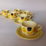6 Gien "Sun" coffee cups