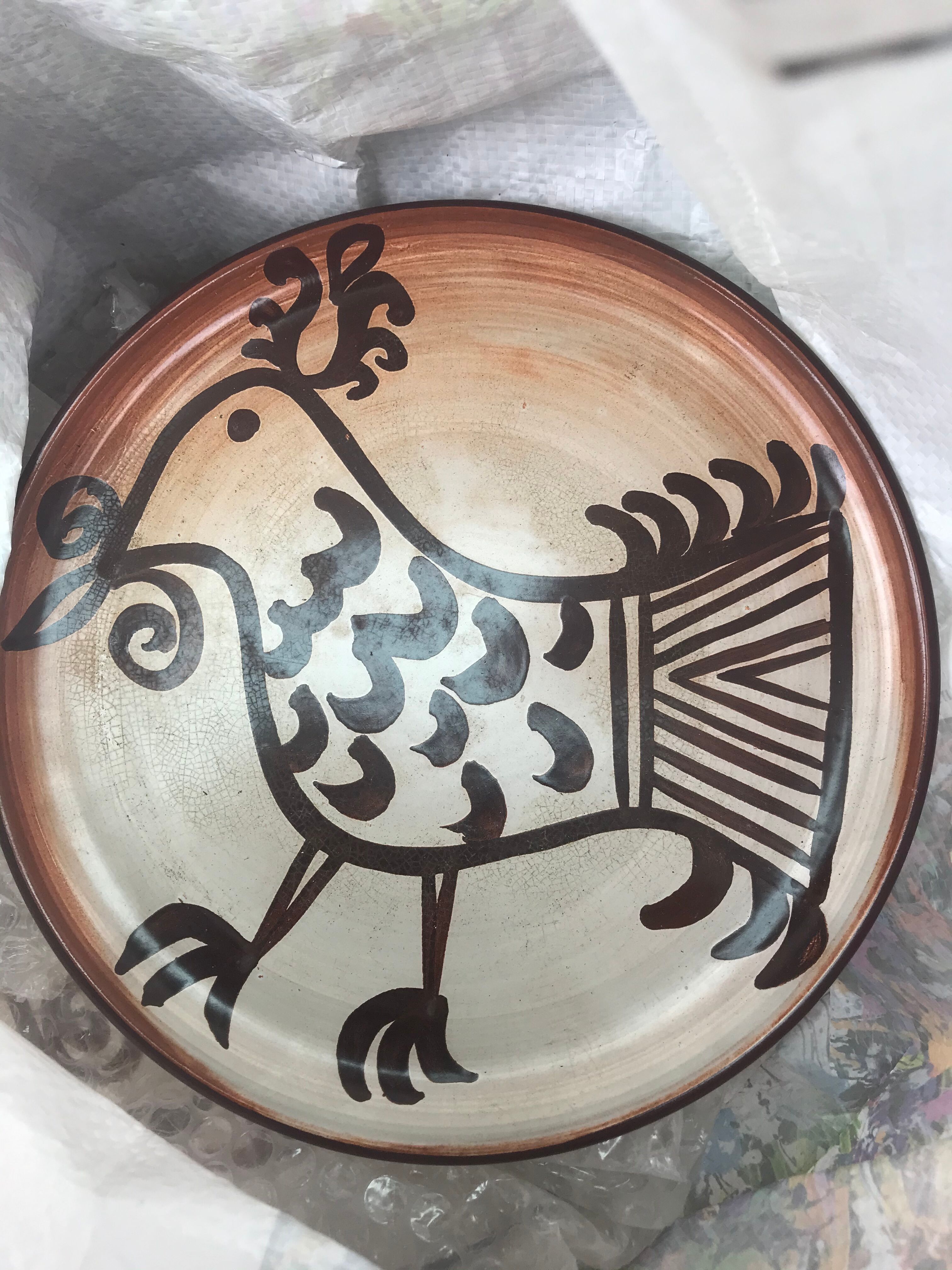 6 assiettes en grès Vallauris vintage