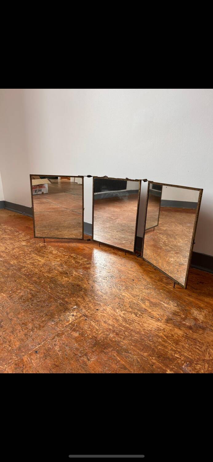 Vintage barber's triptych mirror