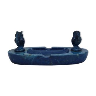 Cendrier en lapis lazuli taillé et poli chouette hibou pierre