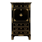 Secretary with a black lacquered drop-leaf and gilded bronzes – Boulle style
